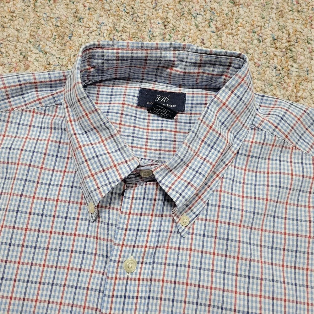 Brooks Brothers 346 Shirt Mens Large Multi Plaid Oxford Button Down Long Sleeve - Picture 6 of 13